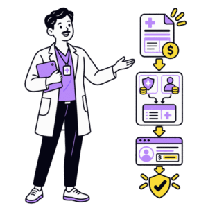 Healthcare professional reviewing payment posting and patient account transactions.