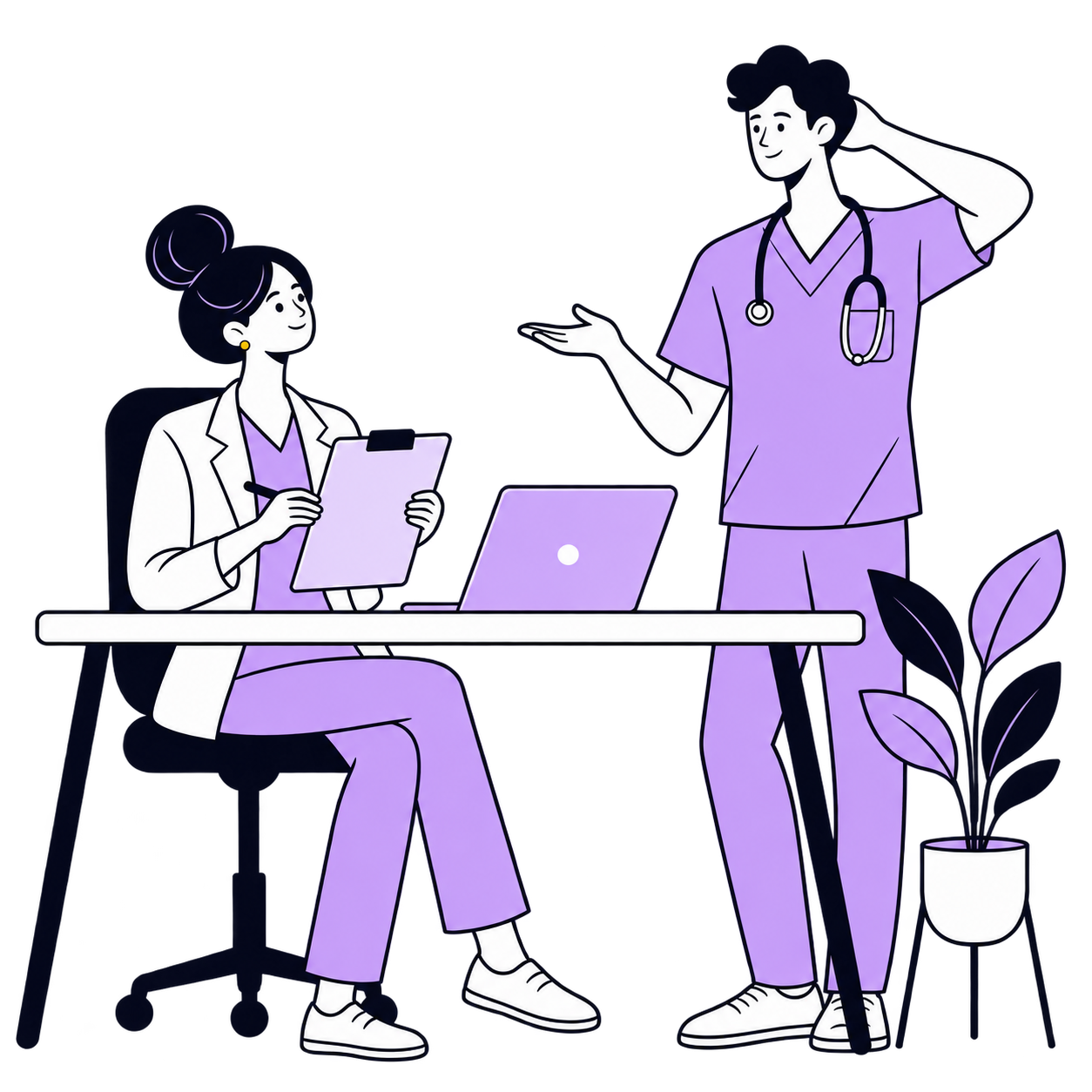 Healthcare professionals collaborating on revenue cycle management and administrative workflows.